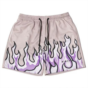 Mens Flyah Black Street Style Fire Flyah Shorts Printed Basketball Mesh Shorts for Men Summer Drift Sport Beach Short Pants