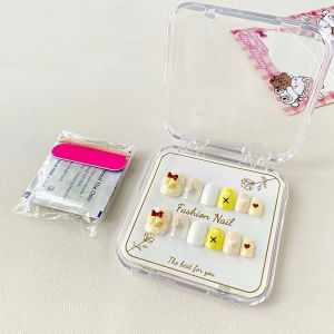 FEELING WELL โบว์น๊อต เล็บปลอมสำหรับเด็ก ป๊อปมาร์ท ดอกไม้ประดับดอกไม้ เล็บปลอมการ์ตูนสำหรับเด็ก น่ารักน่ารักๆ เคล็ดลับการทำเล็บแบบเต็มรูปแบบ การต่อเล็บปลอมสำหรับเด็ก ของเล่นเด็กเล่น