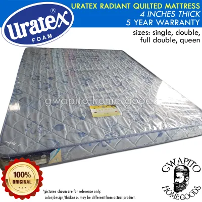 Uratex Radiant Quilted Mattress 4 inches thick 100% Original ( 36x75 / 48x75 / 54x75 / 60x75 ) ( single / double / queen / family ) uratex - bed - foam - mattress - futon ( gwapito home goods / gwapitohomegoods )