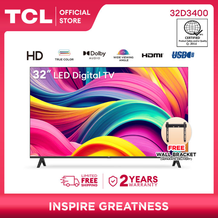 TCL 32 Inch Basic LED Digital TV - 32D3400 (Digital ISDBT Tuner, USB ...