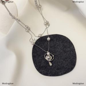 [COD] Modingdue Double-layer Imitation Pearl Necklaces For Women Water Drop Rhinestones Pendant Necklace Saturn Star Zircon Neck Chains Jewelry