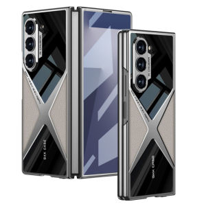 X Shap Race Car Design Case for Samsung Galaxy Z Fold 7 Case with Built-in Screen Protector Slim Fit PU Leather Plating Hard PC Shockproof Phone Case for Samsung Z Fold 6 Case