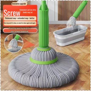 Mop Set Bamboo Fiber Stainless Steel Big Mop Resistant to Fall and Abrasion New Upgrade Super Clean