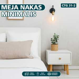 ORANGE Meja Nakas Kayu Bedside Minimalis - Meja Samping Kamar Tidur - Meja Sisi Kayu Bedside Meja Kopi