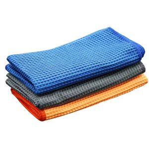 3Pcs Microfiber Car Cleaning Towels Waffle Car Wash Drying Cloth Hemming Microfiber Towel Care Wash Cloth Auto Detailing Towel Rag