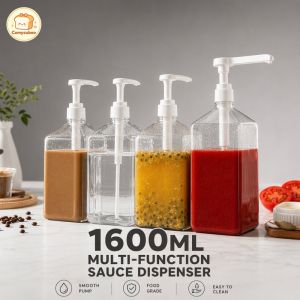 Quantitative Coffee Syrup Dispenser 1600Ml Pump Bottle No Drip For Honey Sauce Ketchup Household