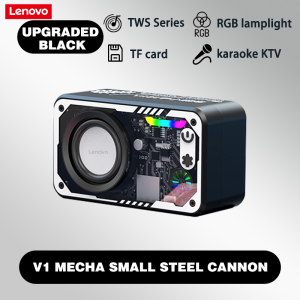 ♥ SFREE Shipping ♥ Lenovo V1 Mecha Speakers Transparent Wireless Bluetooth Speaker RGB Mini Audio Cyberpunk Portable 3D Audio Transparent mecha subwoofer TWS creative small bluetooth speaker