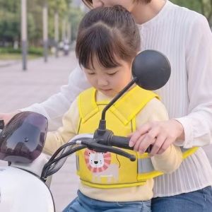 Foldable Child Safety Riding Belt for Electric Bike Adjustable Harness for 1-10 Years with Reflective Strips Anti-Fall Back Seat Belt Wide Shoulder & Waist Straps