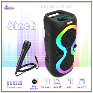 Double 6inch karaoke Super Bass Portable Wireless Bluetooth Speaker With Free microphone