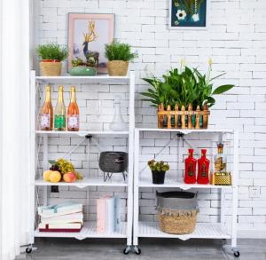 (Free Delivery)) Foldable Metal Rack No-Need-Installation Shelves Durable Storage**4 Layers