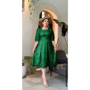 DRESS BRUKAT SATIN NATALIA SIZE M L XL XXL DRESS BRUKAT Tile BORDIR