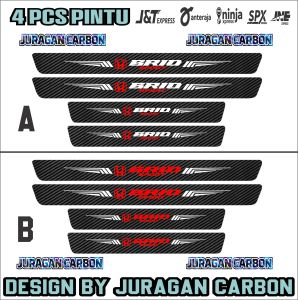 9pcs Sticker karbon anti gores mobil honda brio stiker carbon 3d pengaman pijakan pintu bagasi mobil