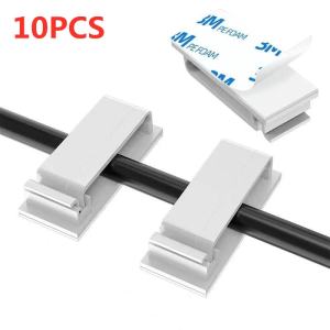TOOLIX Self-adhesive Cable Organizer Wire Tie Cable Clamp Clips Holder Cable Management Clip 10 Pcs