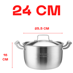 100%  - SUS 304 # 5-PLY STAINLESS STEEL DOUBLE HANDLE SOUP POT WITH STAINLESS STEEL LID - (EXTRA LARGE AVAILABLE NOW)