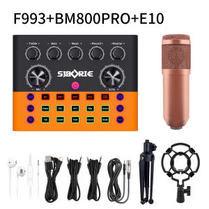 Siborie soundcard F993+BM800PRO MIC+E10 headset paket lengkap SET Mixer Bluetooth Sound Card Microphone