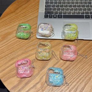 Quicksand Liquid Earphone Case for AirPods 2 3 4 Pro Luminous Dynamic Move Sand Protective Sleeve Sequins Clear Headphone Cover