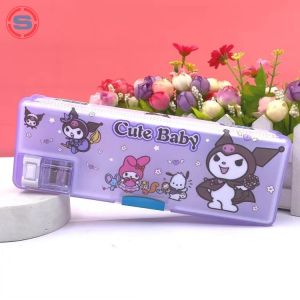 Pencil Case with Sharpener Double Sided Opening Magnetic Pencil Box Children Stationery #BK0199#