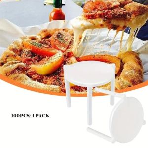 100pcs Pizza Saver Stand Plastic Tabletop Pizza Tripod Stack Disposable White Pizza Saver