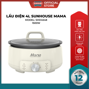Lẩu Điện 4L Chính Hãng Sunhouse Mama SHD4548 Đa Năng Chống Dính Flead 2 Lớp Bền Bỉ An Toàn Dễ Vệ Sinh Công Suất Mạnh Mẽ