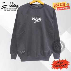 JNA Sweater Crewneck Pria Distro Terbaru 2023 Salon ON LIVE Warna Denim Switer Cowo Cewe Couple Dewasa Oversize M L XL XXL Keren Kekinian Termurah Telaris Sweatshirt Tebal