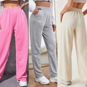 HoneyFashion---Elastic Waist Solid Wide Leg Pants