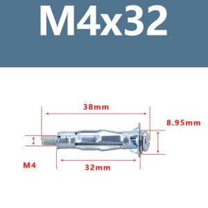 20pcs Hollow Wall Anchor M4x32/M5x52/M6x52 Jack Nut Rivet Plat Baut Gypsum Hollow Wall Angkur