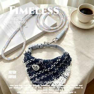 Pet supplies: fashionable leash decorative dog collar small chic glitter collar pet leash