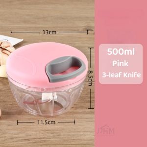 【SG Stock】Vegetable Chopper Mini Blender Garlic Cutter Manual Food Processor Meat Grinder Hand Ginger Crushed Shredder