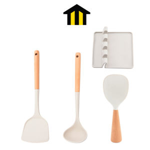 MONZA เซ็ตตะหลิว กระบวย ทัพพีตักข้าว พร้อมที่วางตะหลิว เซ็ตเครื่องครัว 4 ชิ้น No.Y2327