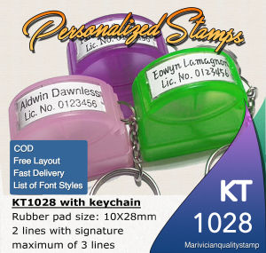 KT Stamp 10x28mm Personalized Rubber Self Inking Stamp with Keychain 2 Lines Signature Max 3 Lines
