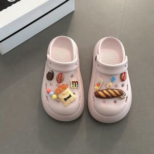 [Free Shipping] Cute Cartoon Super Soft Thick-Soled Two-Way Wear Perforated Sandals For Women 2026 Summer New Style Versatile Outdoor Wear Closed-Toe Beach Sandals