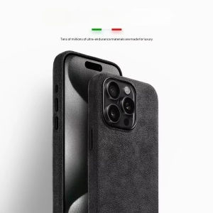100% Italy Suede Artificial Leather Supercar Magnetic Case for iPhone 16 15 17 Pro Max Luxury Cases Phone Cover Flip Fur Funda