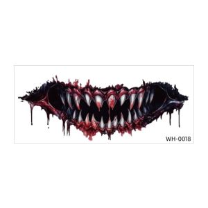 BNU0349 Fake Big Mouth Tattoo Sticker DIY Scary Bloodiness Halloween Tattoo Sticker Durable Disposable Temporary Scar Stickers Halloween Party