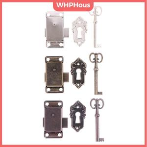 WHPHous 1 Set Vintage Cabinet Lock Antique Bronze Padlock Hasp Hook Lock Antique Latches