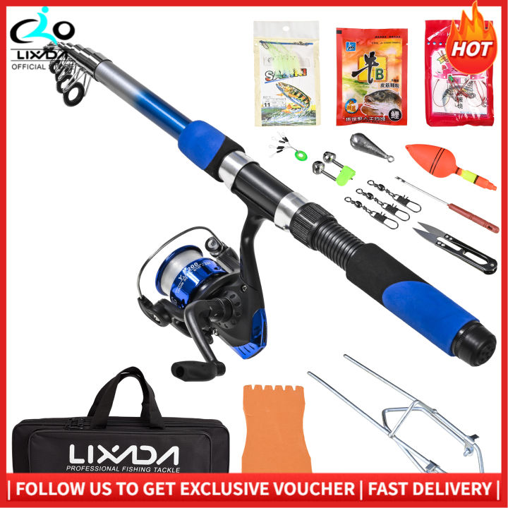 Lixada Fishing Tackle Set with 2.1m Telescopic Fiberglass Fishing Sea Rod  Spinning Fishing Reel Fishing Baits Hooks Fishing Bag Kit Seawater  Freshwater Professional Travel Fishing Pole Rod Set | Lazada Singapore