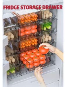 Fridge Organizer Storage Box PET Stackable Refrigerator Storage Box Plastic Fridge Storage Container Food Storage Box [LOCAL SELLER]