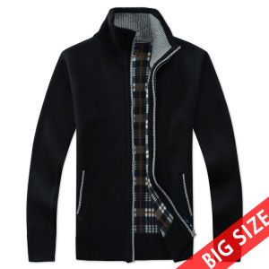 Fleece Lining Mens Sweaters European Style Casual Cardigans Sweater Coat Amazon Mens Knitting Clothes