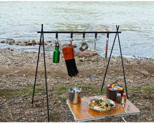 Giá treo đồ dã ngoại cắm trại nhôm kèm túi treo hông siêu nhẹ CLS du lịch ngoài trời