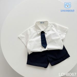 BE272 Đồng phục bé trai bé gái LOCOBEAR áo sơ mi quần đùi chân váy xếp ly
