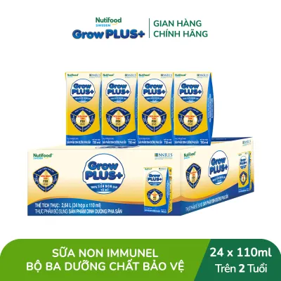 Thùng 24 hộp Sữa Bột Pha Sẵn Nutifood GrowPLUS+ Sữa Non (Vàng) - Hỗ Trợ Tăng Cường Đề Kháng 110ml - Trên 2 tuổi