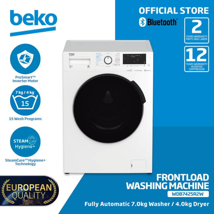 Beko Washing Machine 7.0 kg Washer / 4.0 kg Dryer Front Load WDB7425R2W ...