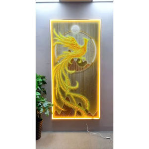 Tranh Đính Đá Pha Lê Đèn Led Chim Phượng Hoàng cao cấp  /Tranh Treo Phòng Khách /Ngủ...Hiện Đại trang trí nhà quán cafe