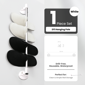 FECA Stainless Steel Towel Bar – Minimalist Wall-Safe Rustproof Hanging Pole (White/Silver)