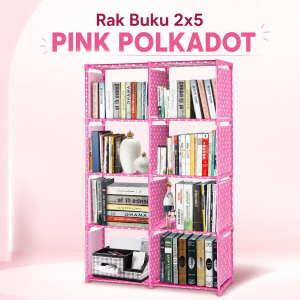 Rak Buku Minimalis 2x5 Rak Organizer 10 Kotak Rak Penyimpanan Serbaguna Untuk Rumah Kantor Sekolah Kokoh