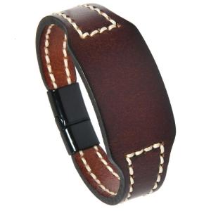 Hand Stitched Genuine Cowhides Leather Bracelet Adjustable Sizes For Everyday Wear And Formal Occasions