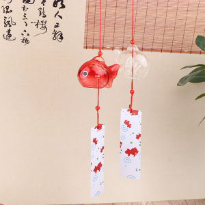 LEI Wind Chime Chimes Japanese Glass  s Style Goldfish Garden Hanging Outdoor Decor Pendant Furin Decorative Fish Ornament