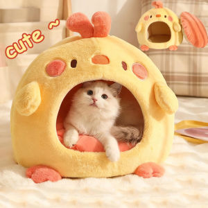 MiloPet ที่นอนสัตว์เลี้ยง ที่นอนแมว เตียงสุนัข อบอุ่นสบาย แบบถอดออกได้ กึ่งปิด นุ่ม สบาย