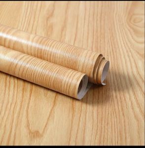 Wall Sticker Motif Kayu Elegan Vinyl Krem 10M x 45CM untuk Dekorasi Interior