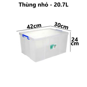 Thùng chữ nhật trong nhựa VIỆT NHẬT - Có nắp khóa gài - Đựng quần áo đồ chơi bé - 5370/1/2/3