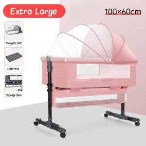 [SG Stock] Baby Cradle Crib Bed Height Adjustable Bed Safe Co-Sleeping with Detachable Side Panel for 0-2 Years